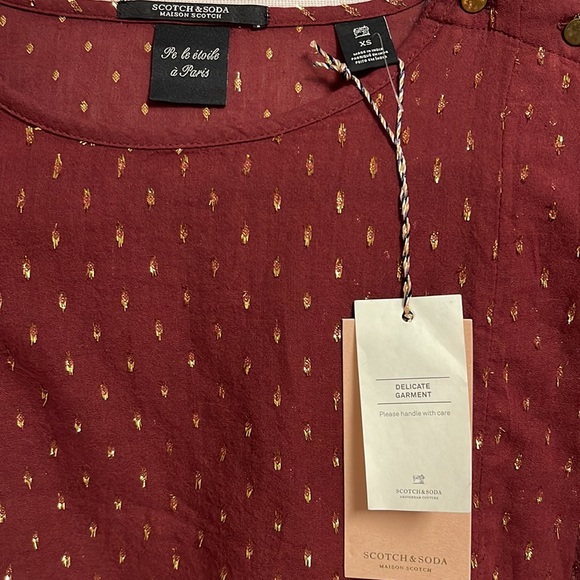 Scotch & soda top, NEW with tag, maroon& gold - Picture 2 of 5